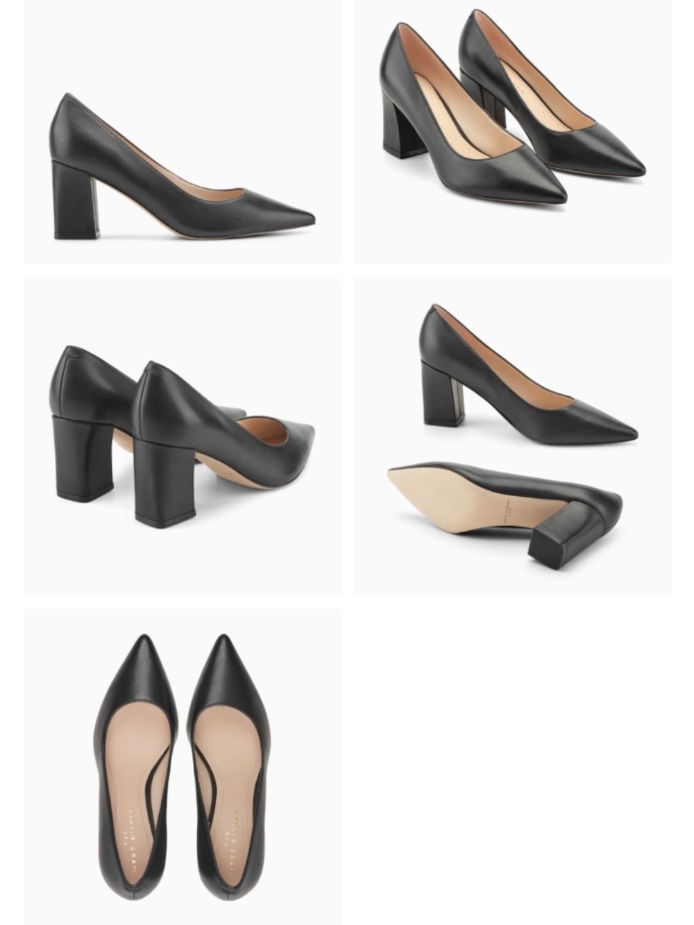 MARC FISHER Zala Black Leather Classic Pointed Toe Medium Block Heel Pumps 7 - Picture 3 of 15